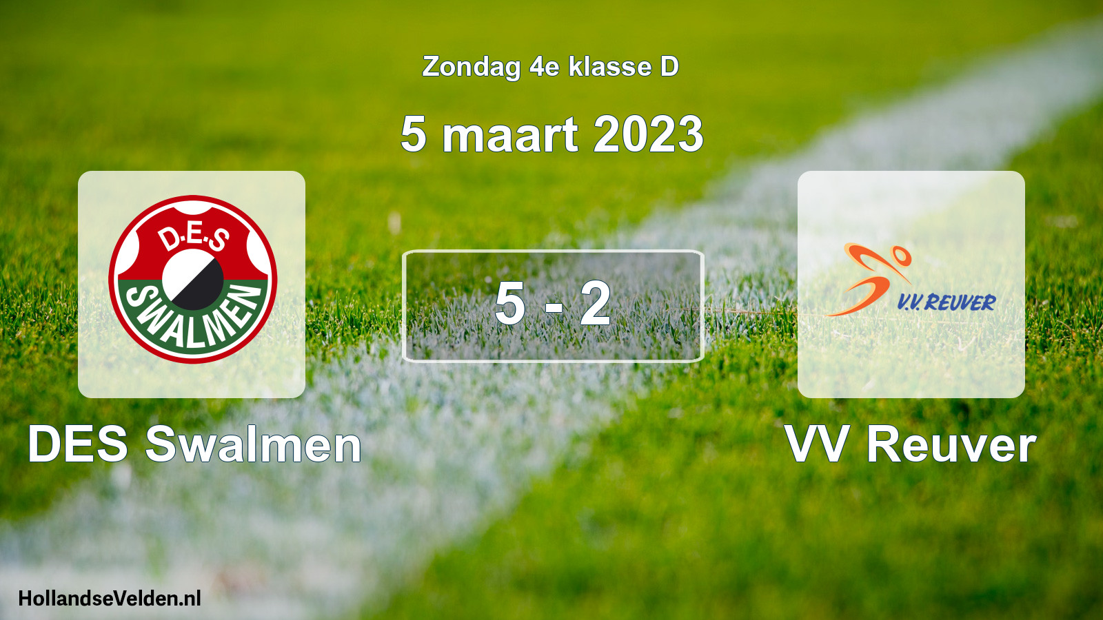 Total number of matches played: DES Swalmen - VV Reuver 5 - 2 (5 March 2023)