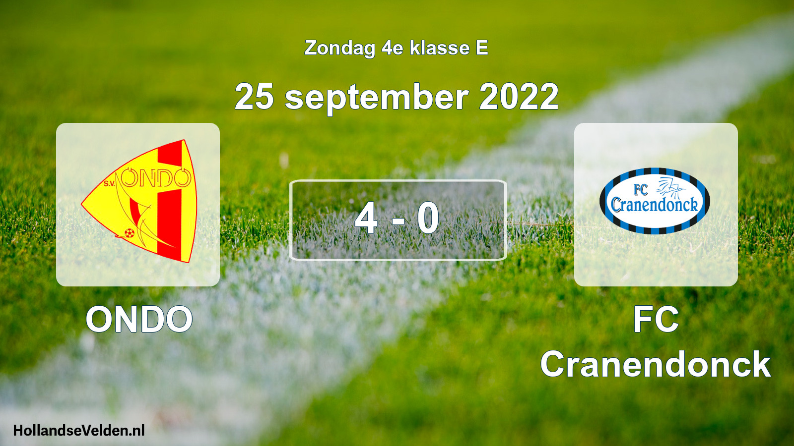 Total number of matches played: ONDO - FC Cranendonck 4 - 0 (25 September 2022)