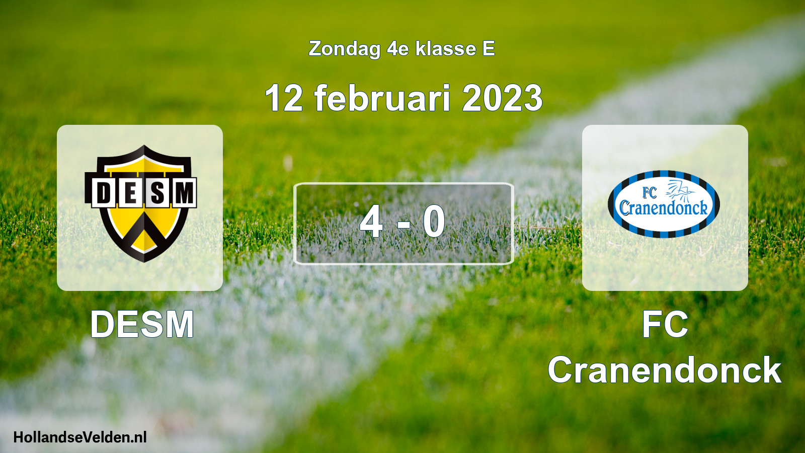 Total number of matches played: DESM - FC Cranendonck 4 - 0 (12 February 2023)