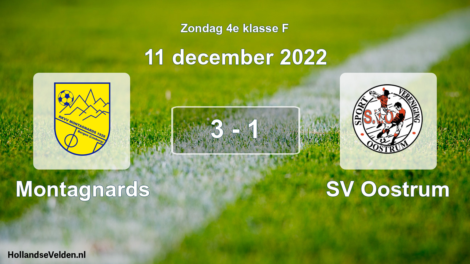 Total number of matches played: Montagnards - SV Oostrum 3 - 1 (11 December 2022)