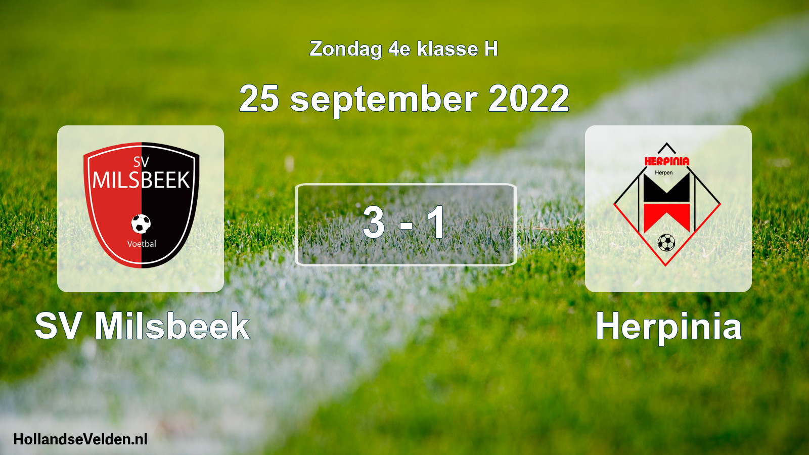 Total number of matches played: SV Milsbeek - Herpinia 3 - 1 (25 September 2022)