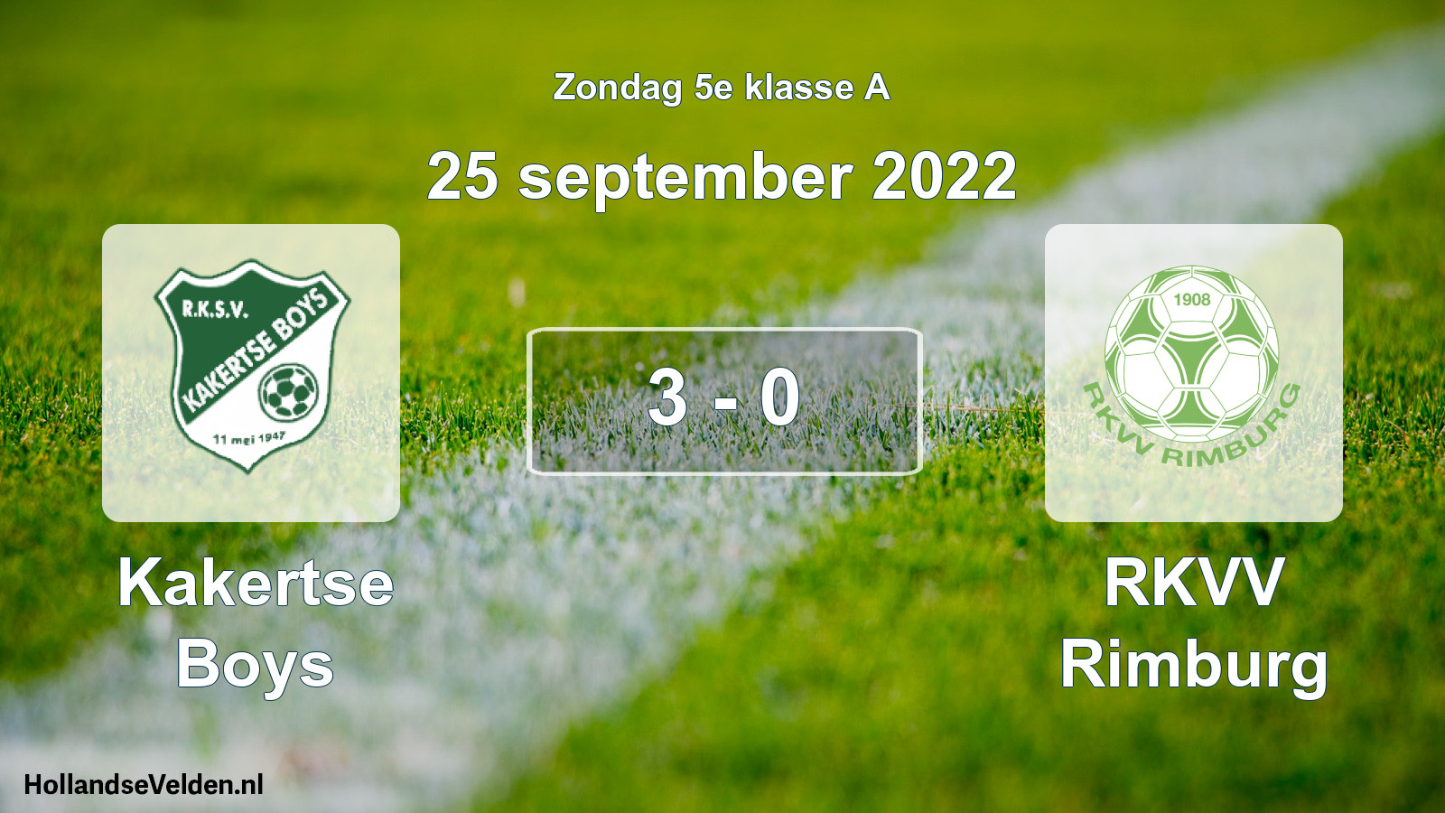 Total number of matches played: Kakertse Boys - RKVV Rimburg 3 - 0 (25 September 2022)