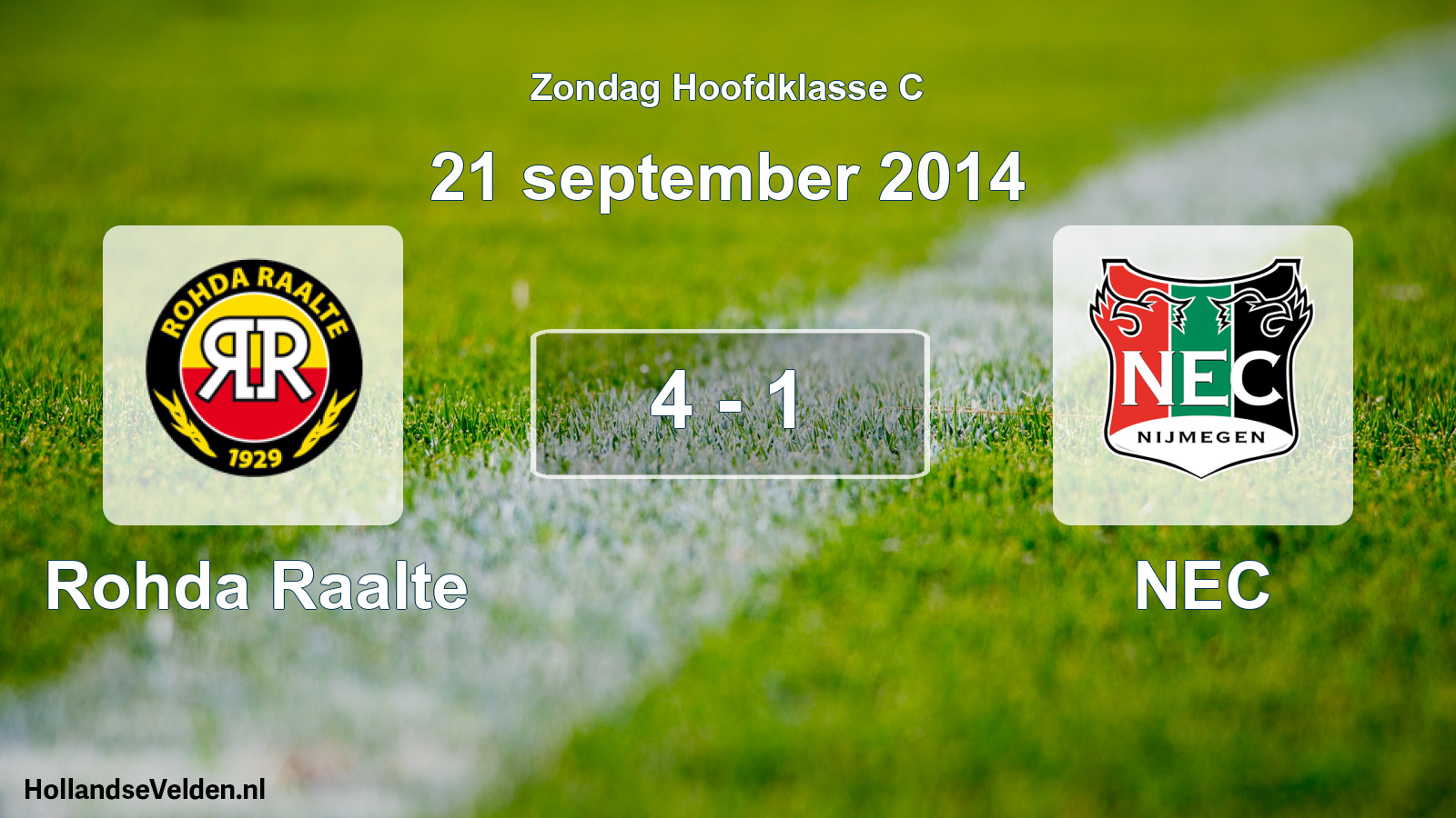 Total number of matches played: Rohda Raalte - NEC 4 - 1 (21 September 2014)