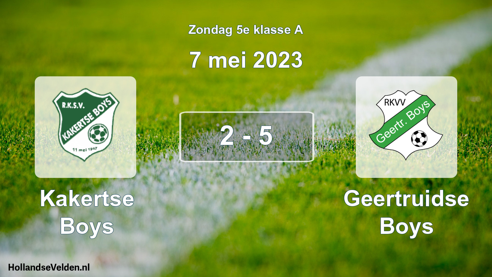 Total number of matches played: Kakertse Boys - Geertruidse Boys 2 - 5 (7 May 2023)