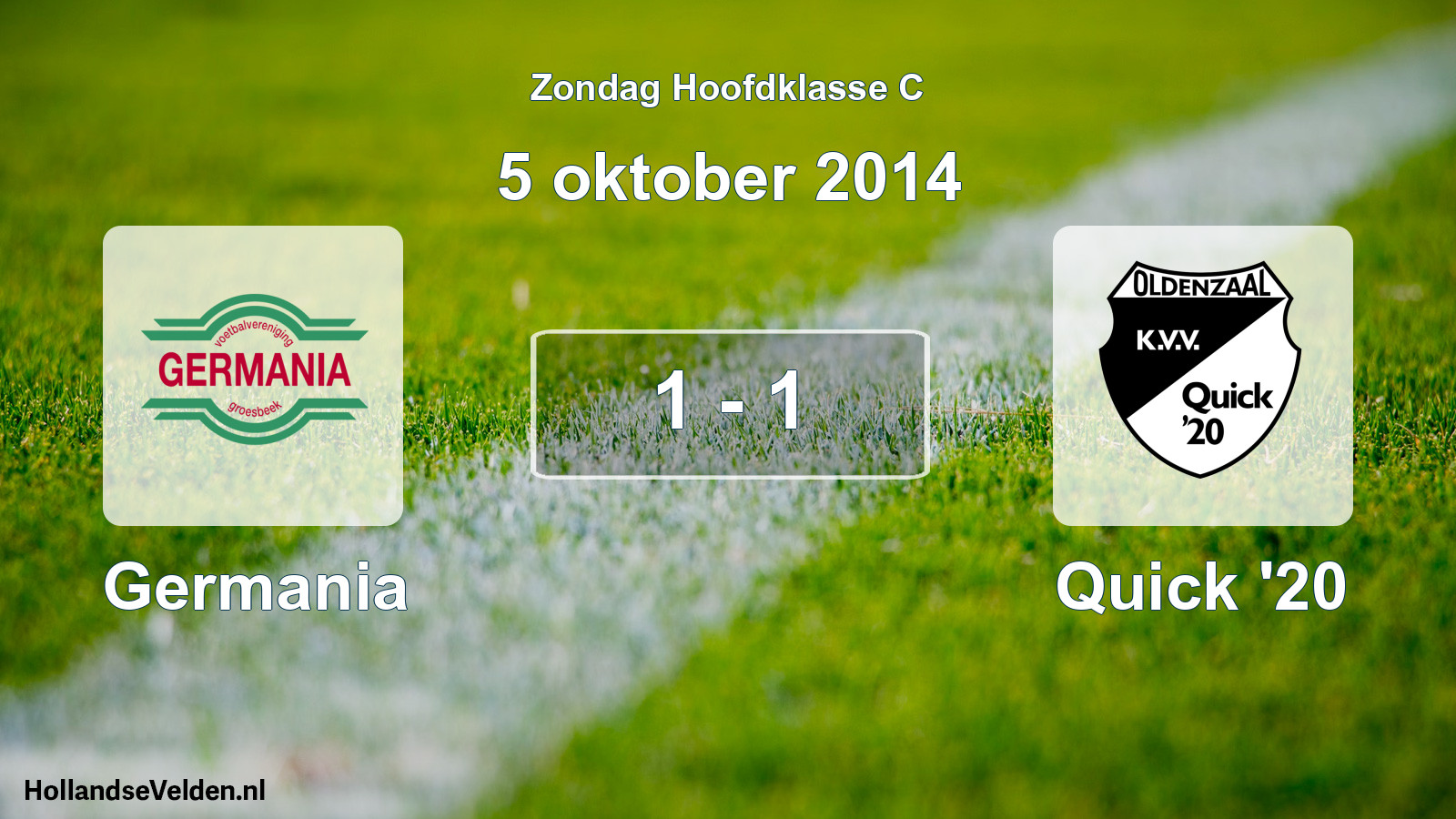 Total number of matches played: Germania - Quick '20 1 - 1 (5 October 2014)
