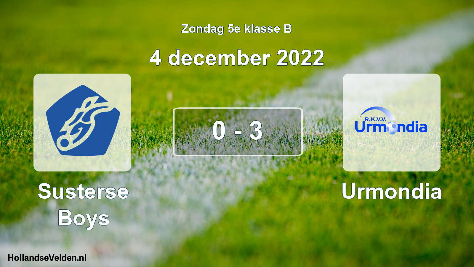 Total number of matches played: Susterse Boys - Urmondia 0 - 3 (4 December 2022)