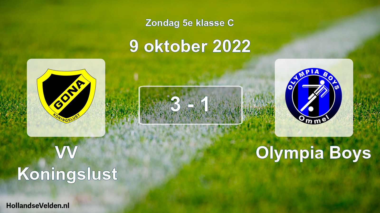 Total number of matches played: VV Koningslust - Olympia Boys 3 - 1 (9 October 2022)