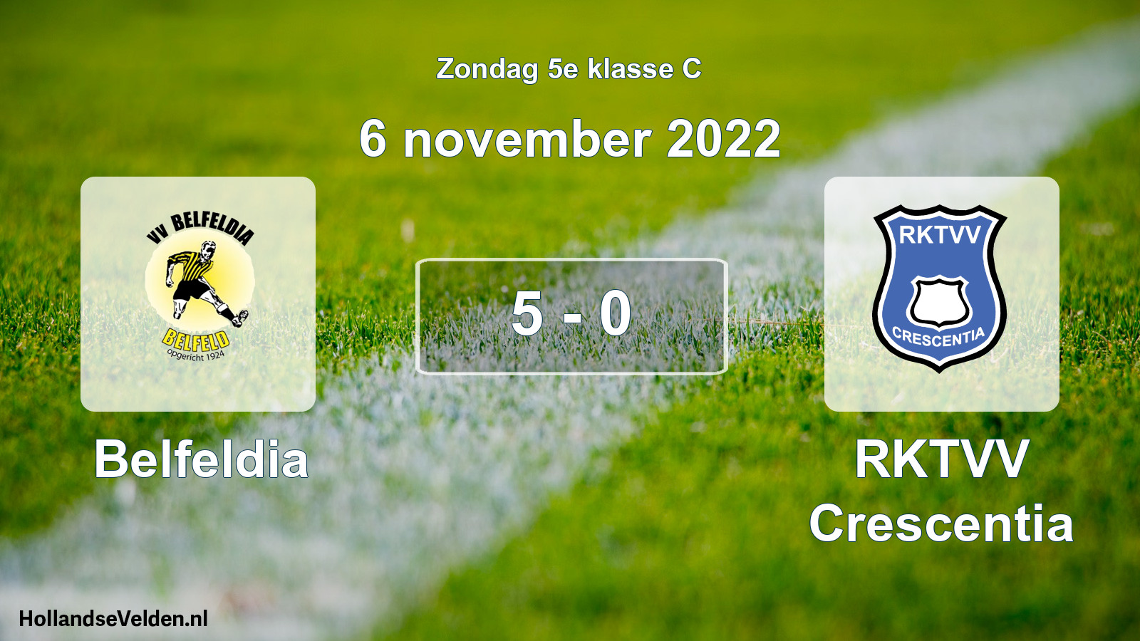 Total number of matches played: Belfeldia - RKTVV Crescentia 5 - 0 (6 November 2022)