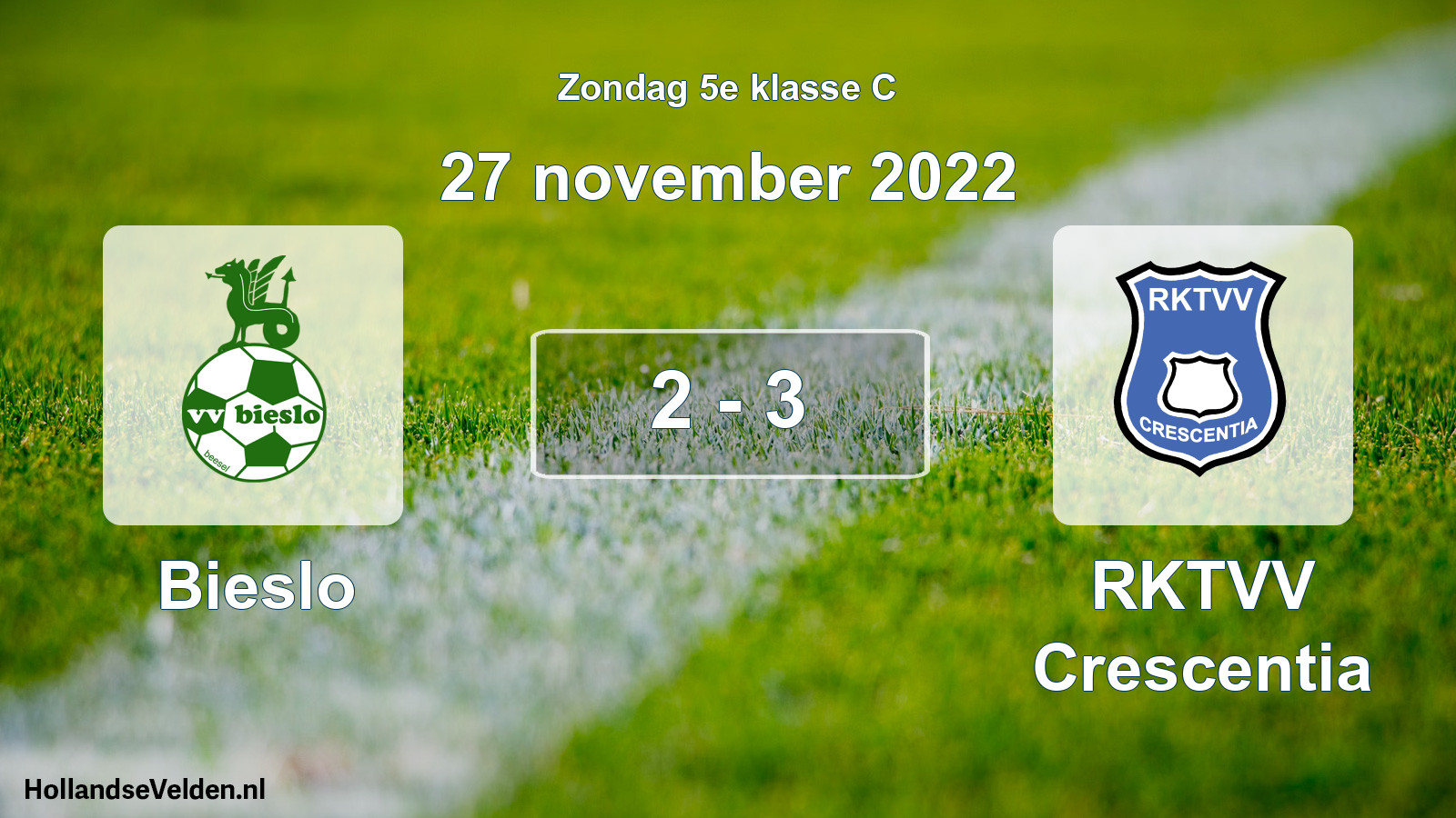 Total number of matches played: Bieslo - RKTVV Crescentia 2 - 3 (27 November 2022)