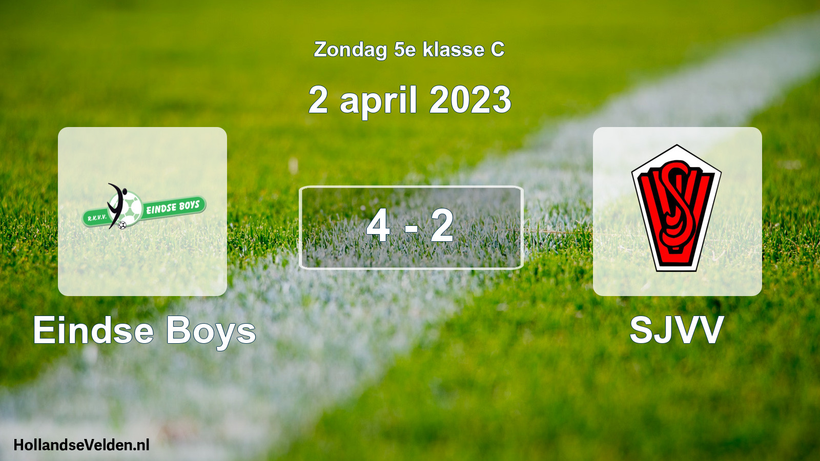 Total number of matches played: Eindse Boys - SJVV 4 - 2 (2 April 2023)