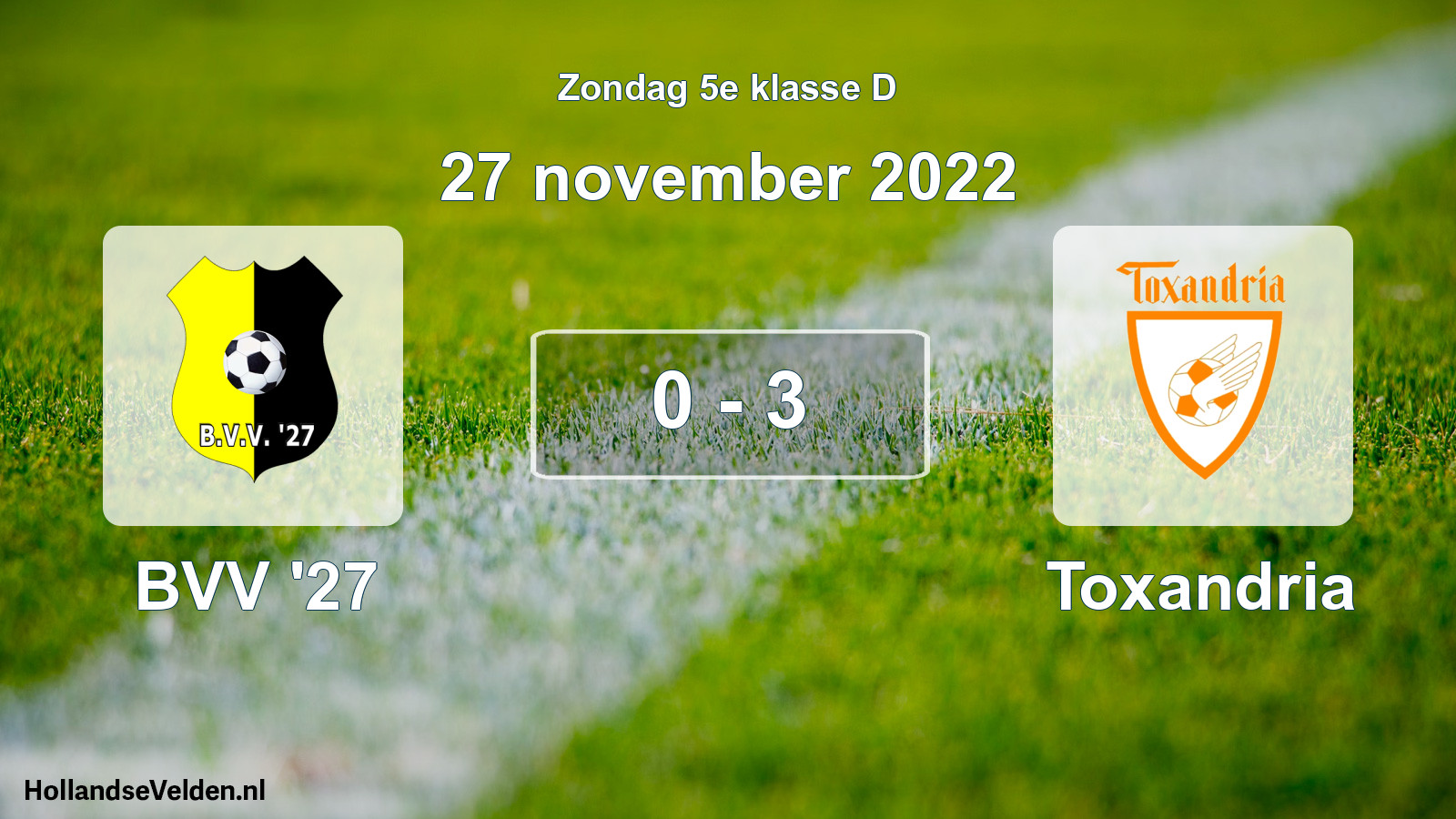 Total number of matches played: BVV '27 - Toxandria 0 - 3 (27 November 2022)