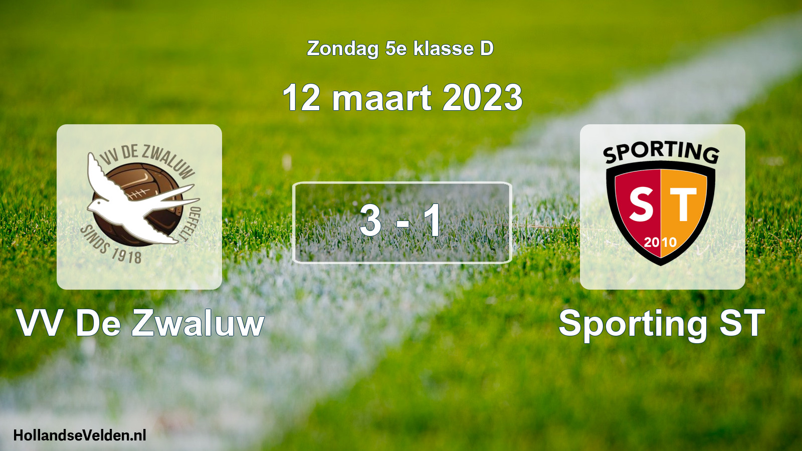 Total number of matches played: VV De Zwaluw - Sporting ST 3 - 1 (12 March 2023)