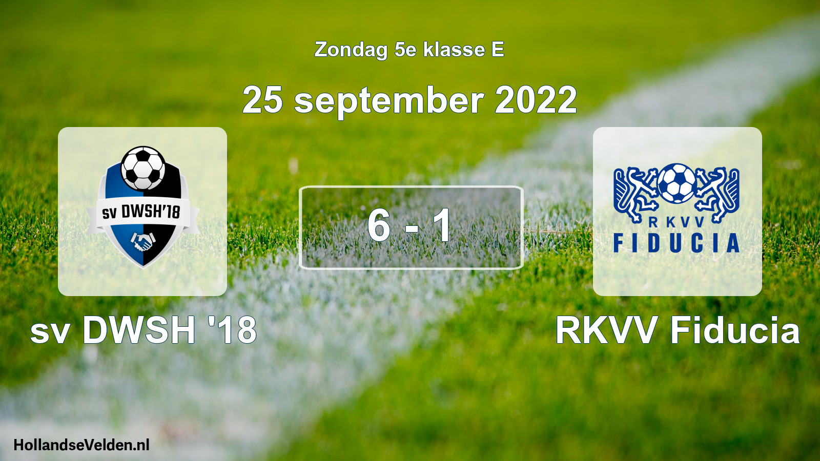 Total number of matches played: sv DWSH '18 - RKVV Fiducia 6 - 1 (25 September 2022)