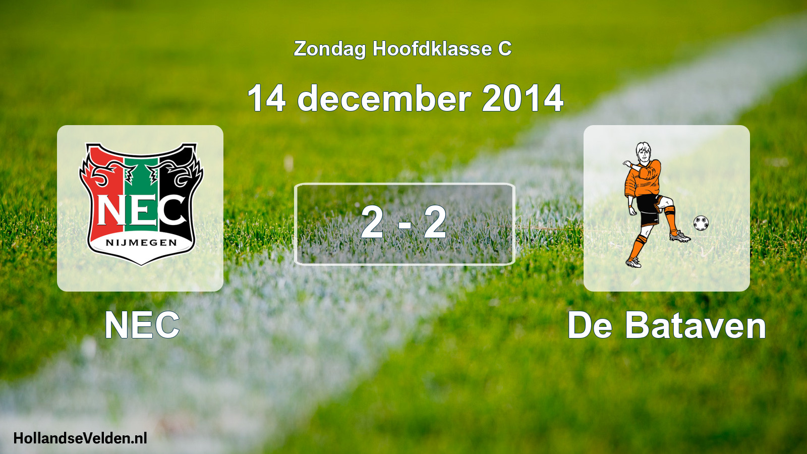 Total number of matches played: NEC - De Bataven 2 - 2 (14 December 2014)