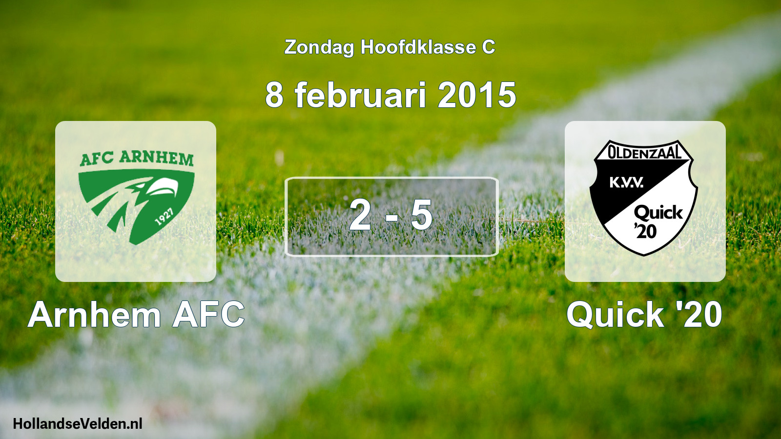 Total number of matches played: Arnhem AFC - Quick '20 2 - 5 (8 February 2015)
