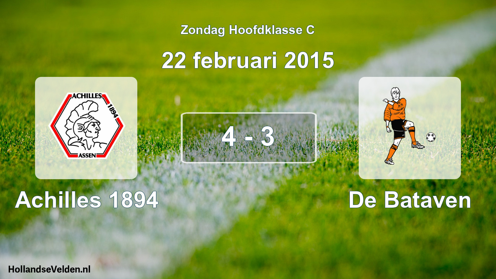 Total number of matches played: Achilles 1894 - De Bataven 4 - 3 (22 February 2015)