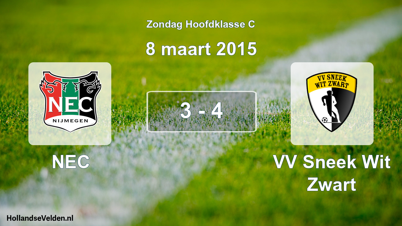 Total number of matches played: NEC - VV Sneek Wit Zwart 3 - 4 (8 March 2015)