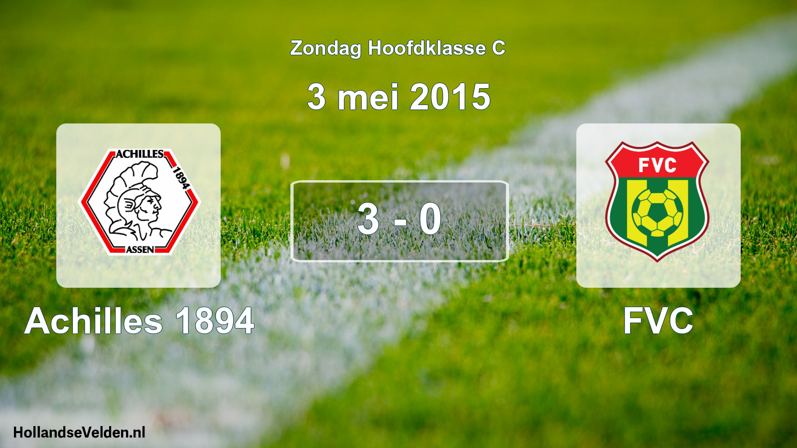 Total number of matches played: Achilles 1894 - FVC 3 - 0 (3 May 2015)