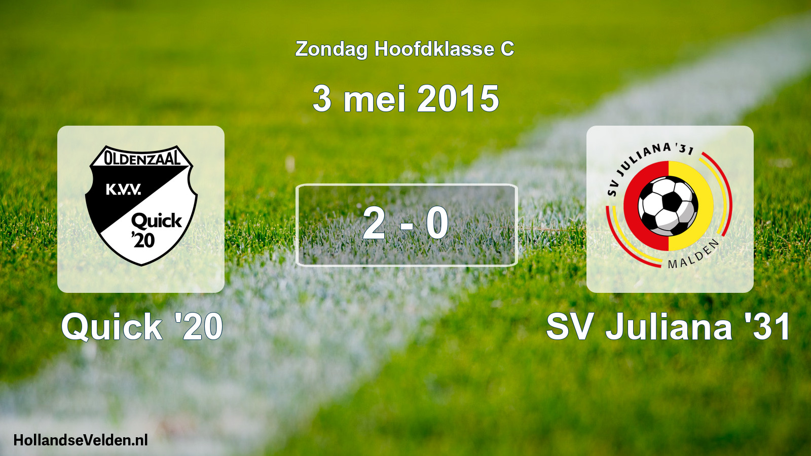 Total number of matches played: Quick '20 - SV Juliana '31 2 - 0 (3 May 2015)