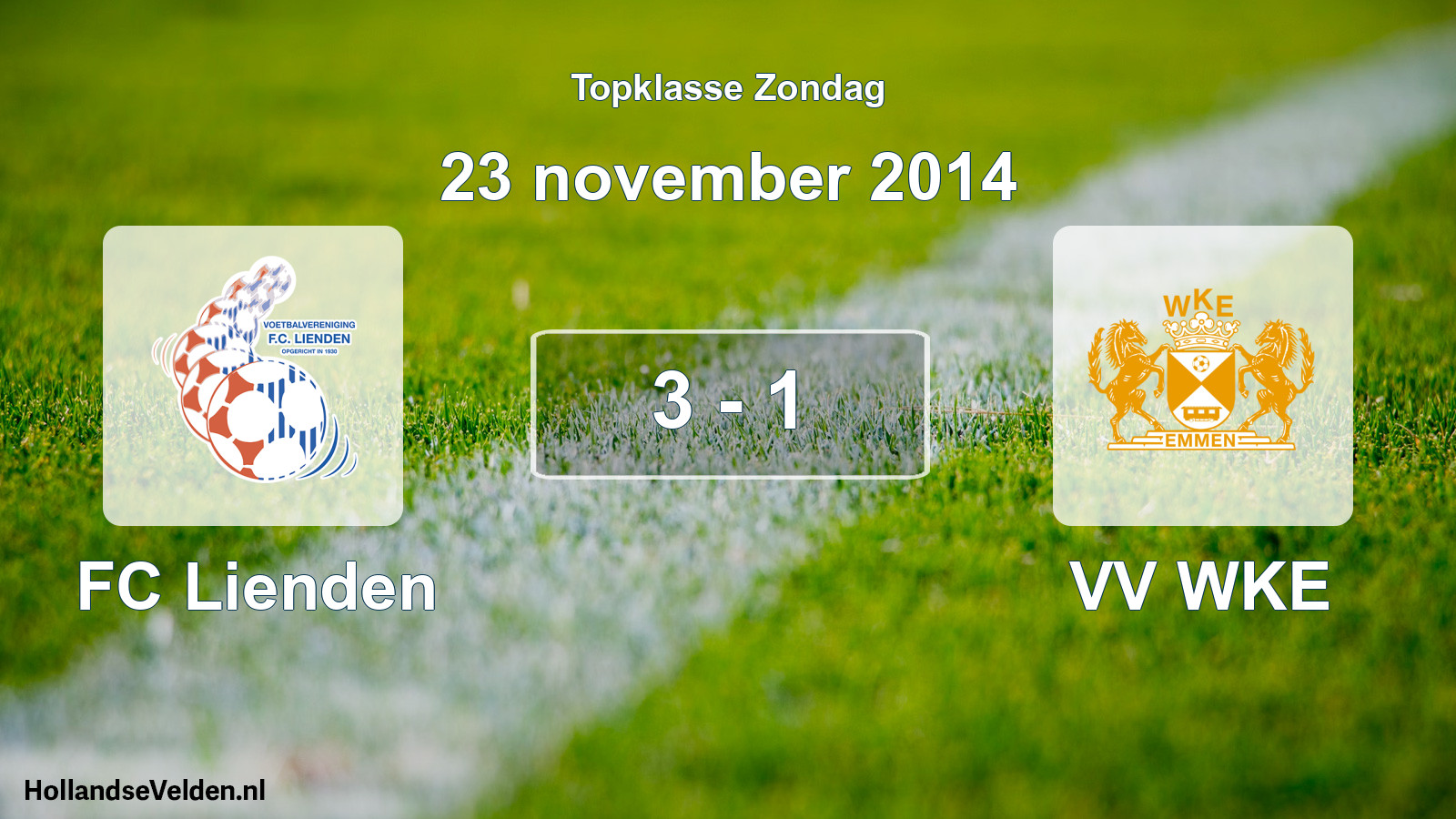 Total number of matches played: FC Lienden - VV WKE 3 - 1 (23 November 2014)