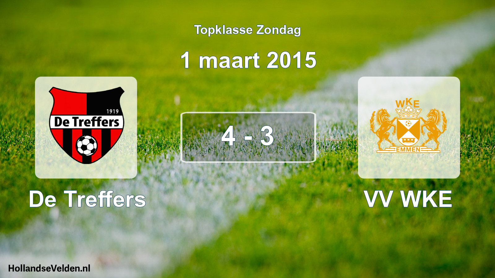 Total number of matches played: De Treffers - VV WKE 4 - 3 (1 March 2015)