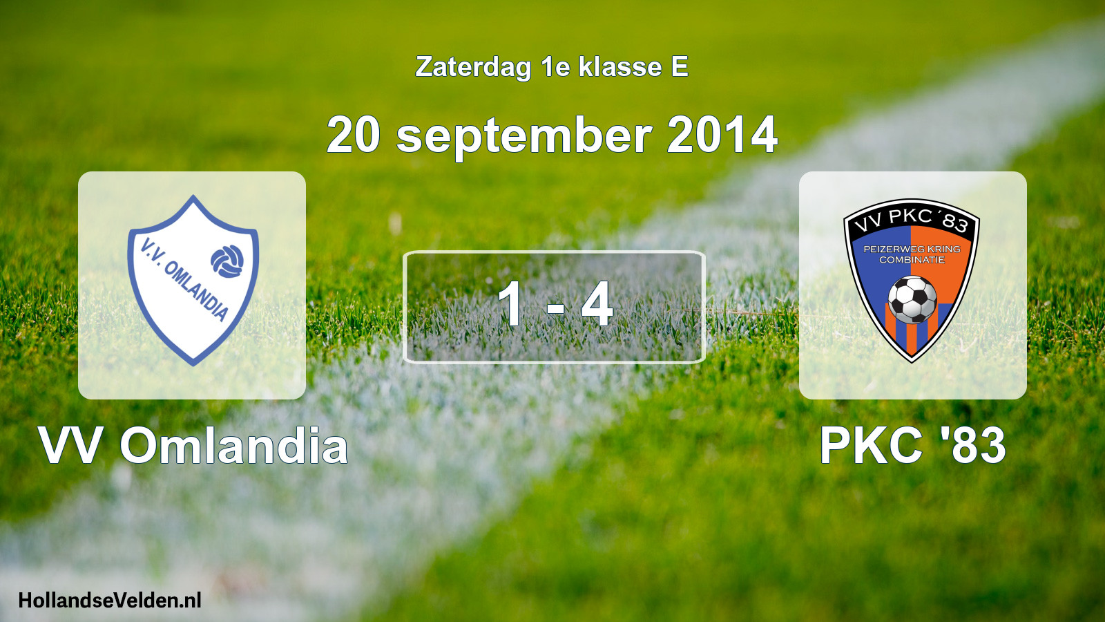 Total number of matches played: VV Omlandia - PKC '83 1 - 4 (20 September 2014)