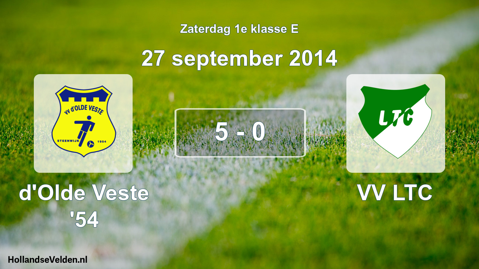 Total number of matches played: d'Olde Veste '54 - VV LTC 5 - 0 (27 September 2014)