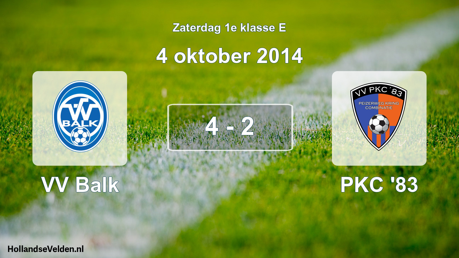 Total number of matches played: VV Balk - PKC '83 4 - 2 (4 October 2014)