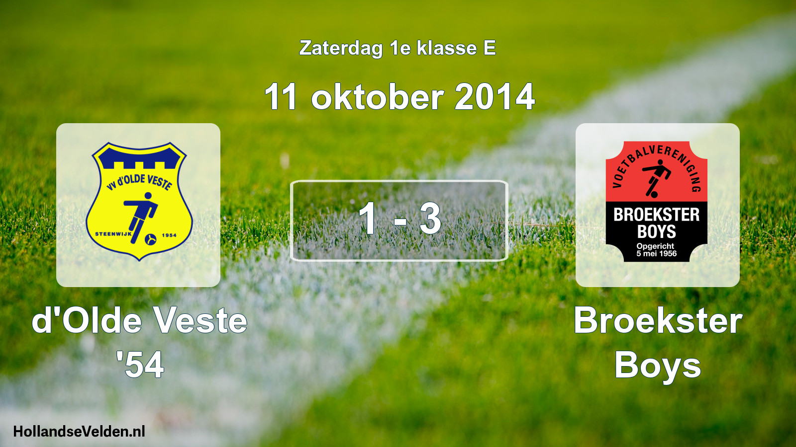 Total number of matches played: d'Olde Veste '54 - Broekster Boys 1 - 3 (11 October 2014)