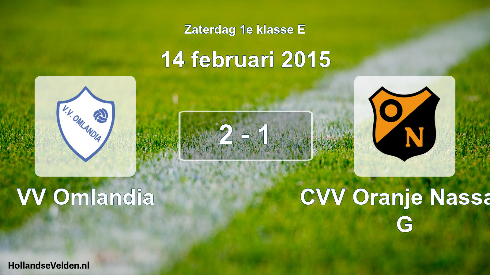Total number of matches played: VV Omlandia - CVV Oranje Nassau G 2 - 1 (14 February 2015)