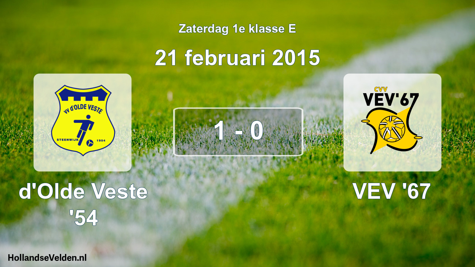 Total number of matches played: d'Olde Veste '54 - VEV '67 1 - 0 (21 February 2015)