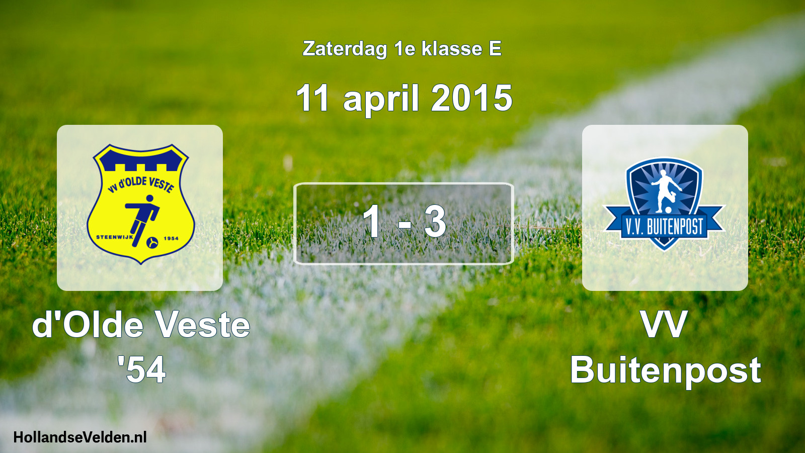 Total number of matches played: d'Olde Veste '54 - VV Buitenpost 1 - 3 (11 April 2015)