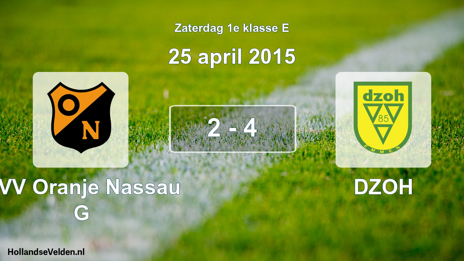 Total number of matches played: CVV Oranje Nassau G - DZOH 2 - 4 (25 April 2015)
