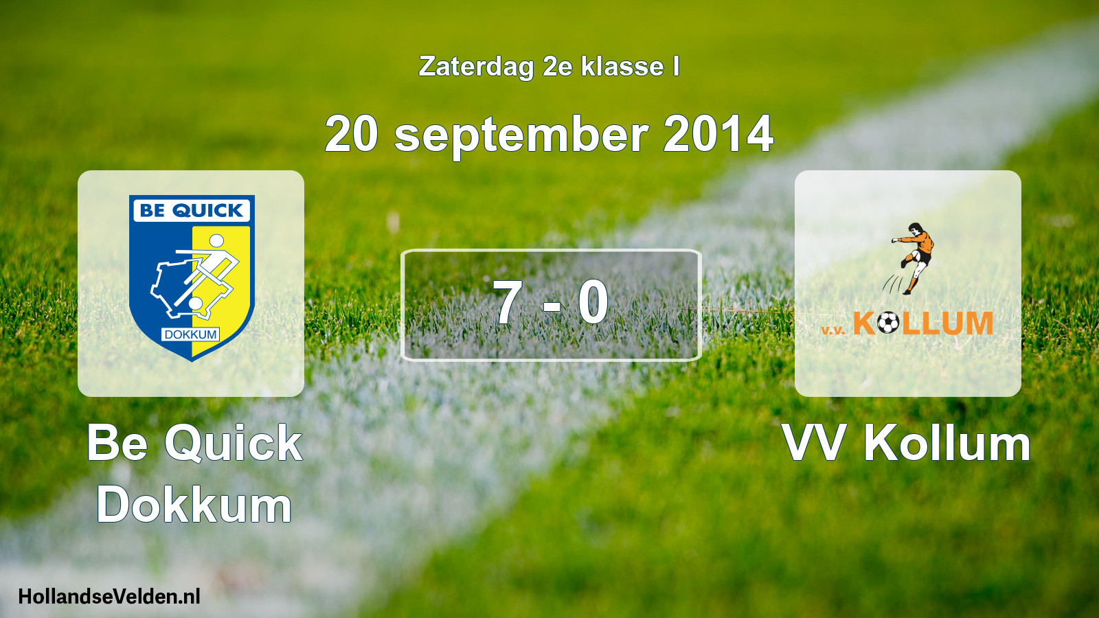 Total number of matches played: Be Quick Dokkum - VV Kollum 7 - 0 (20 September 2014)