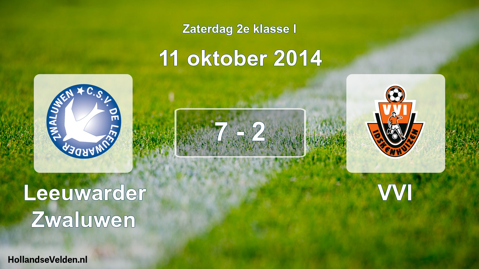 Total number of matches played: Leeuwarder Zwaluwen - VVI 7 - 2 (11 October 2014)