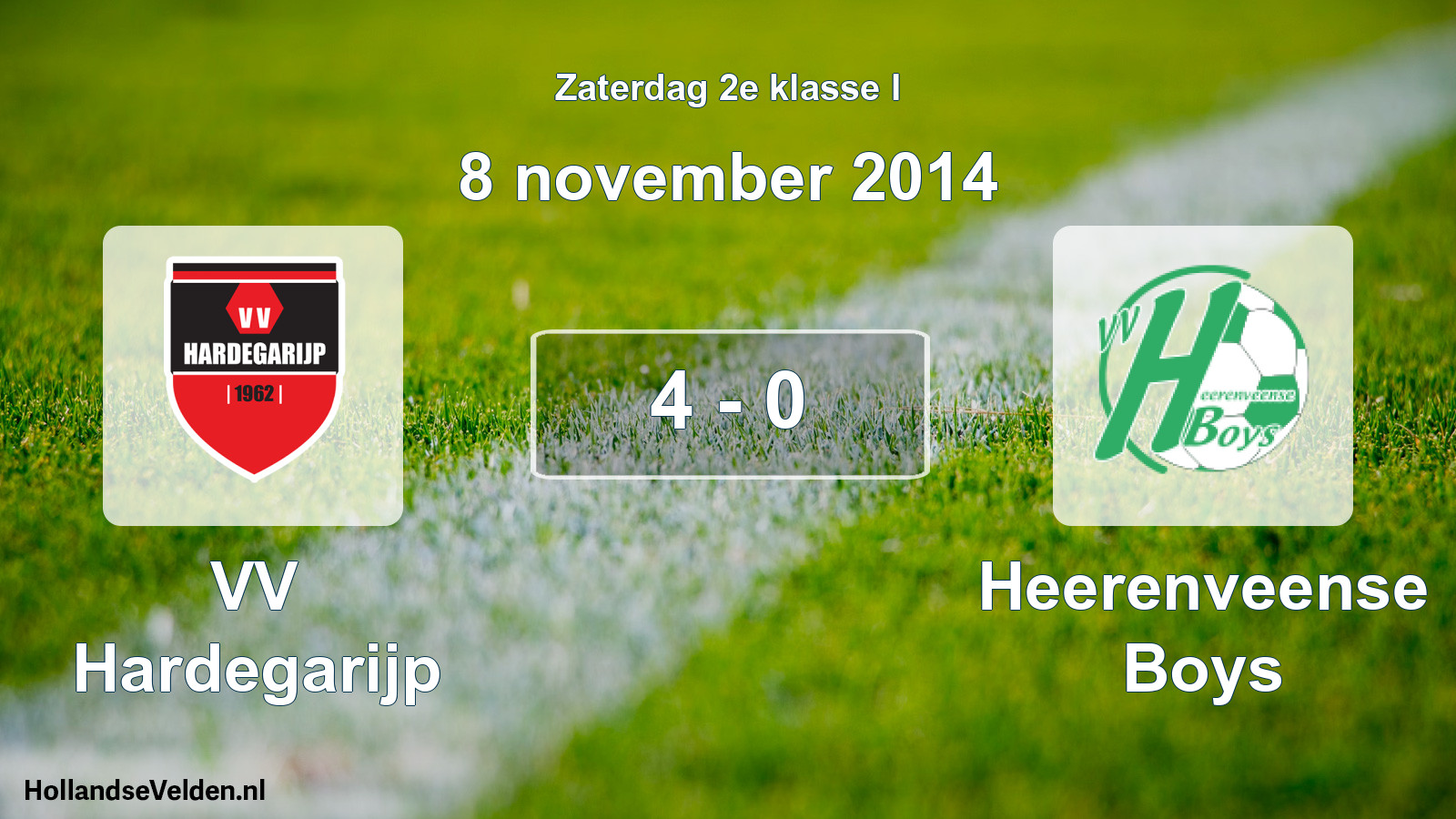 Total number of matches played: VV Hardegarijp - Heerenveense Boys 4 - 0 (8 November 2014)