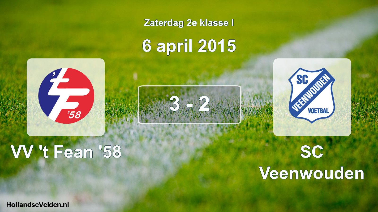 Total number of matches played: VV 't Fean '58 - SC Veenwouden 3 - 2 (6 April 2015)