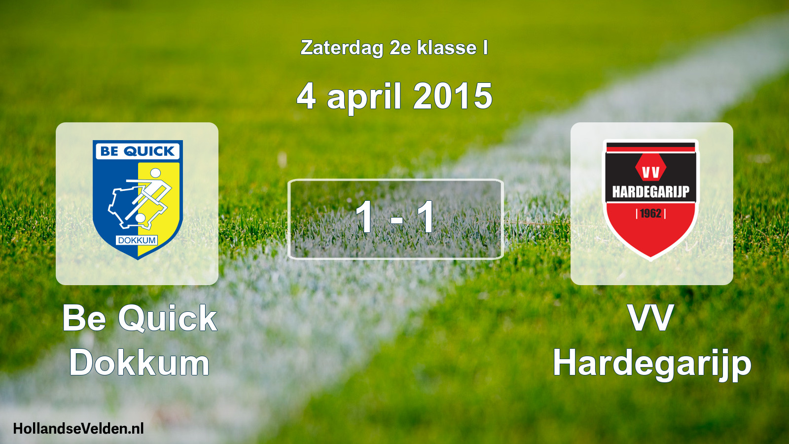 Total number of matches played: Be Quick Dokkum - VV Hardegarijp 1 - 1 (4 April 2015)