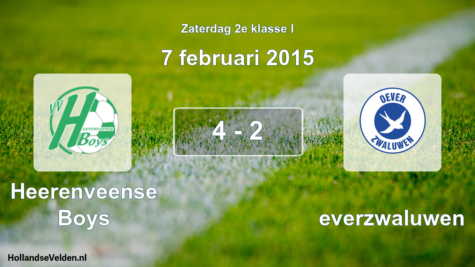 Total number of matches played: Heerenveense Boys - Oeverzwaluwen 4 - 2 (7 February 2015)