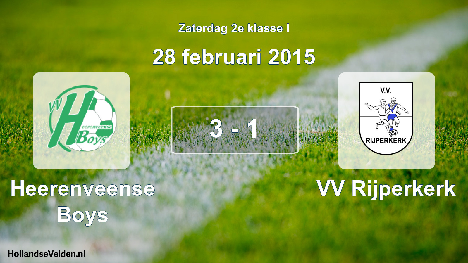 Total number of matches played: Heerenveense Boys - VV Rijperkerk 3 - 1 (28 February 2015)