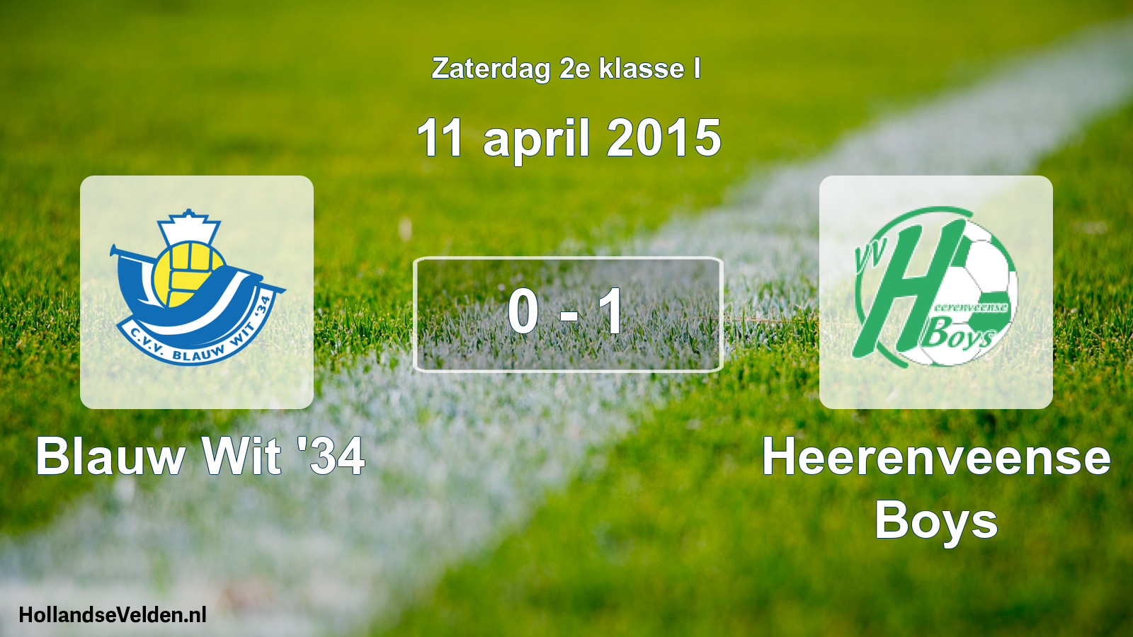 Total number of matches played: Blauw Wit '34 - Heerenveense Boys 0 - 1 (11 April 2015)