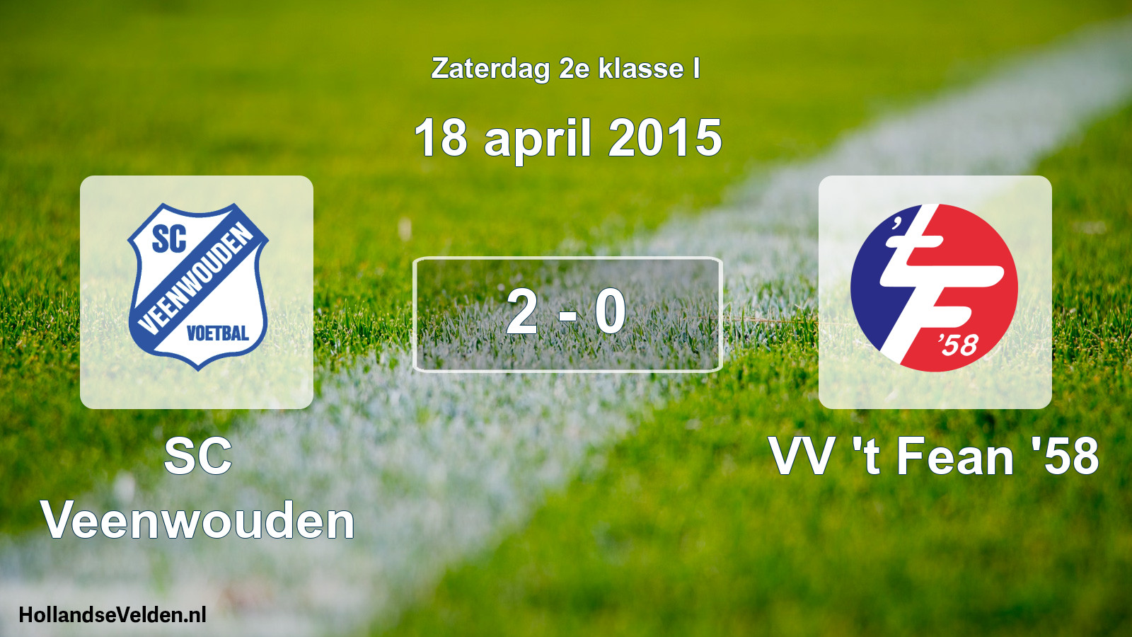 Total number of matches played: SC Veenwouden - VV 't Fean '58 2 - 0 (18 April 2015)