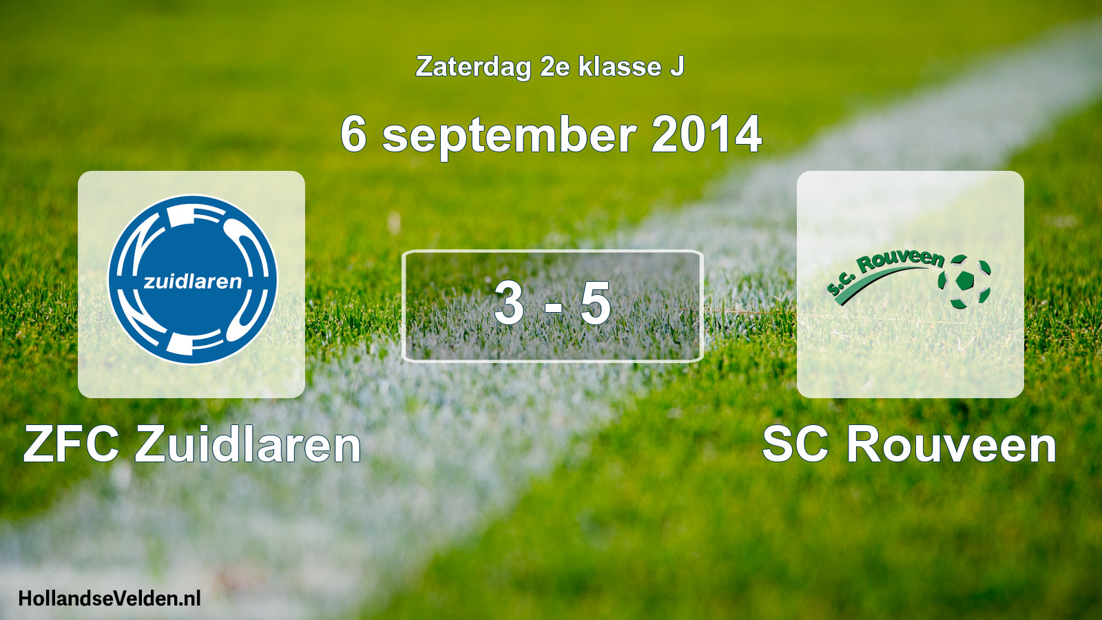 Total number of matches played: ZFC Zuidlaren - SC Rouveen 3 - 5 (6 September 2014)