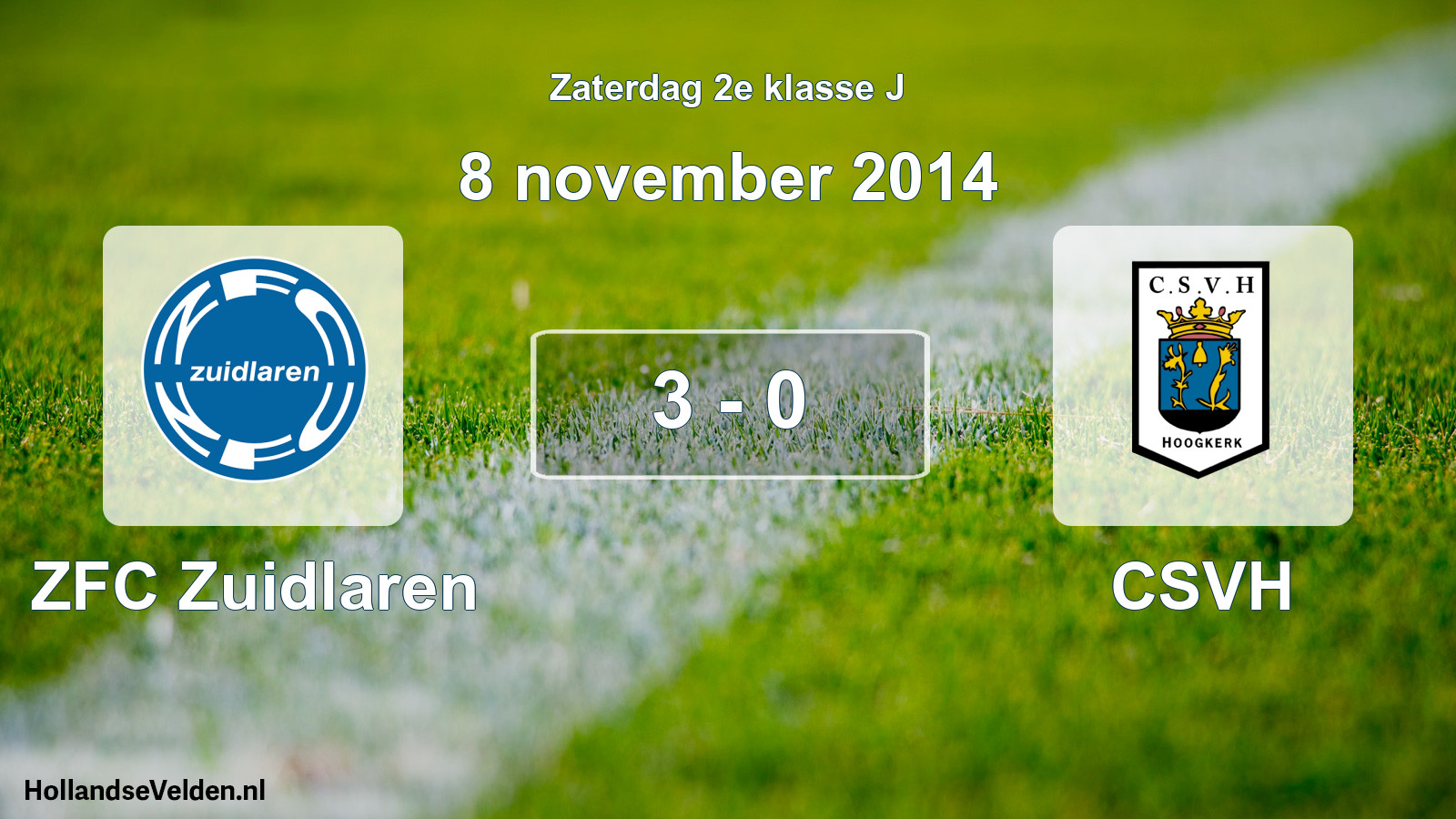 Total number of matches played: ZFC Zuidlaren - CSVH 3 - 0 (8 November 2014)