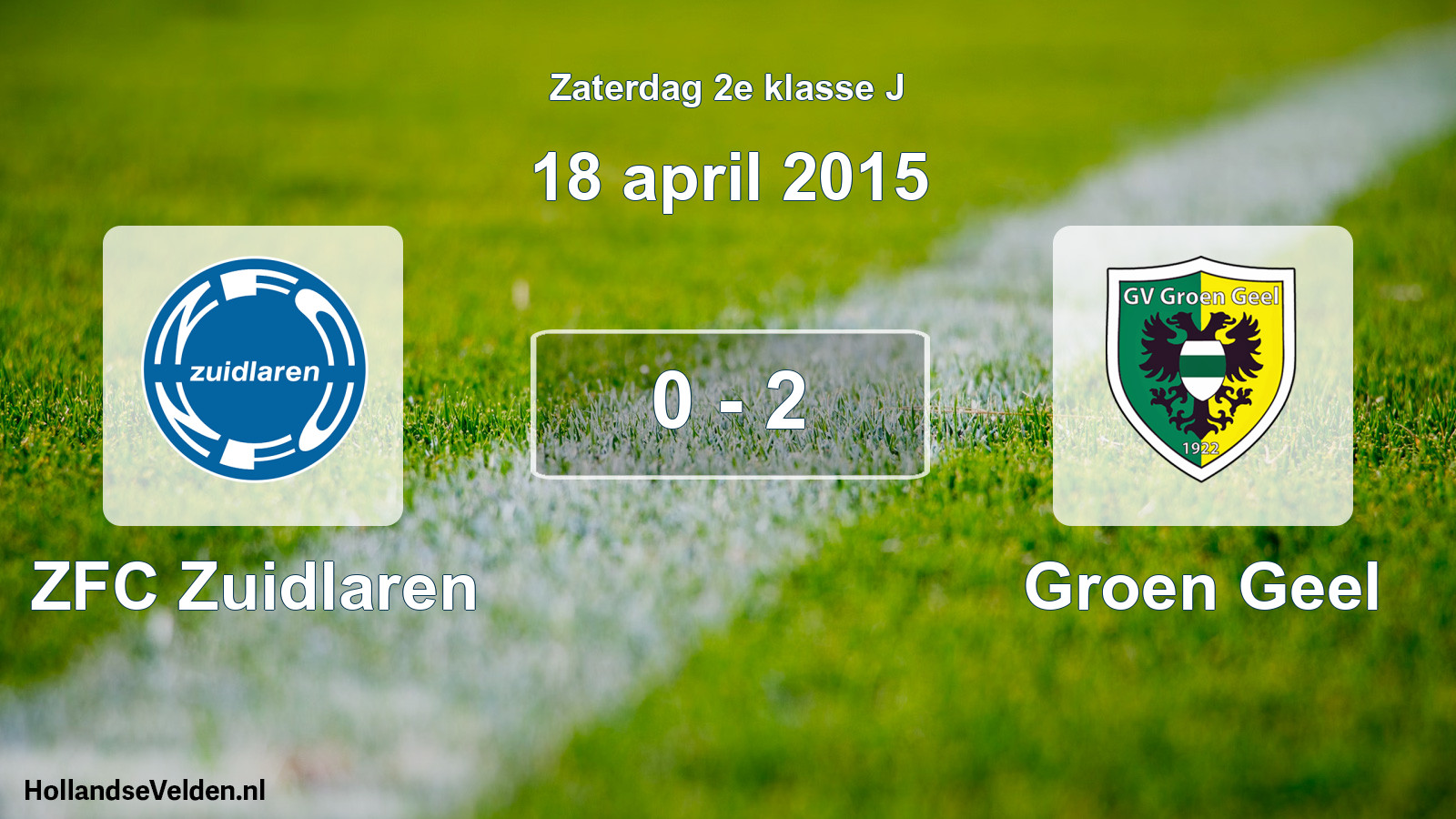 Total number of matches played: ZFC Zuidlaren - Groen Geel 0 - 2 (18 April 2015)
