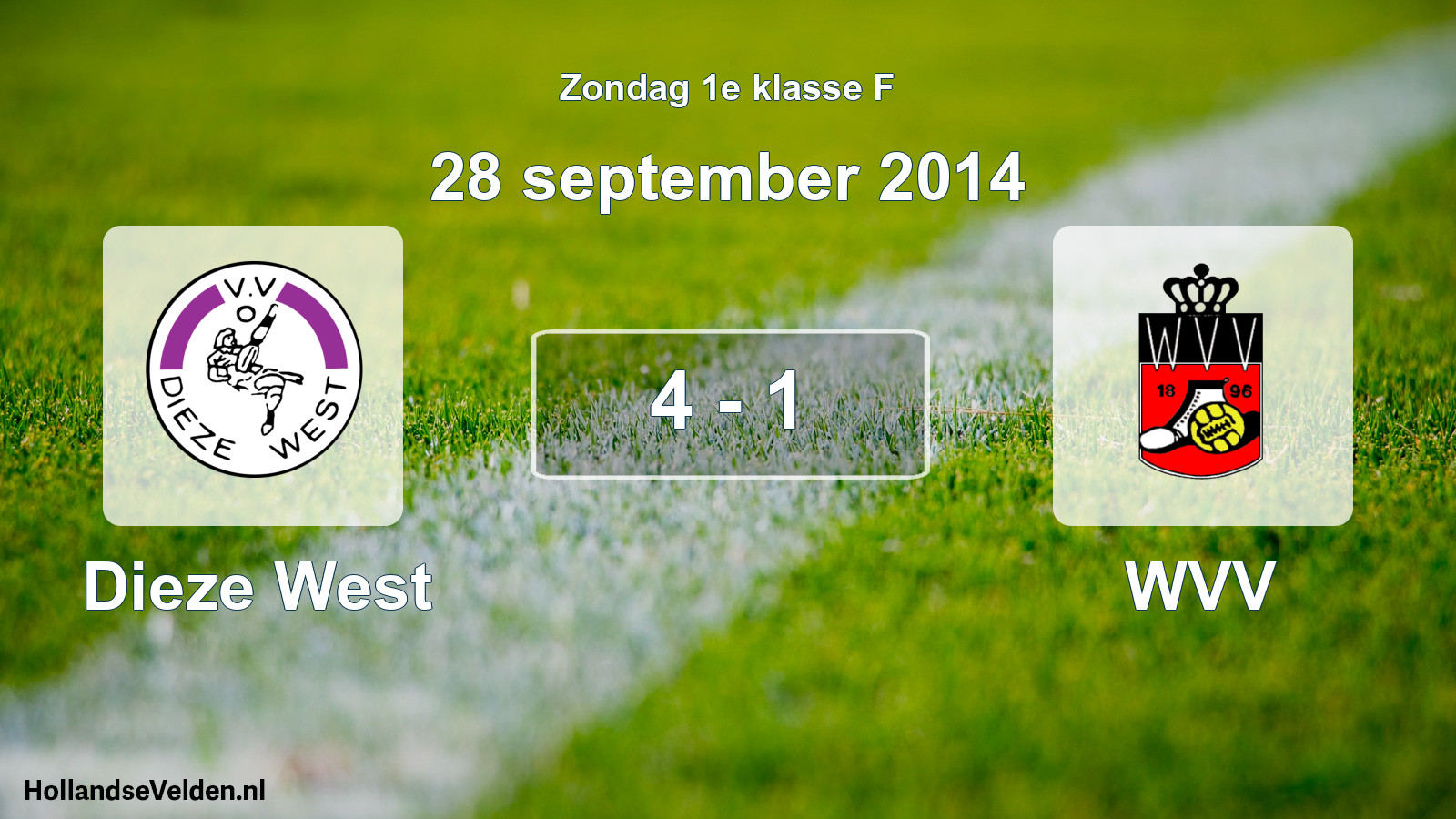 Total number of matches played: Dieze West - WVV 4 - 1 (28 September 2014)