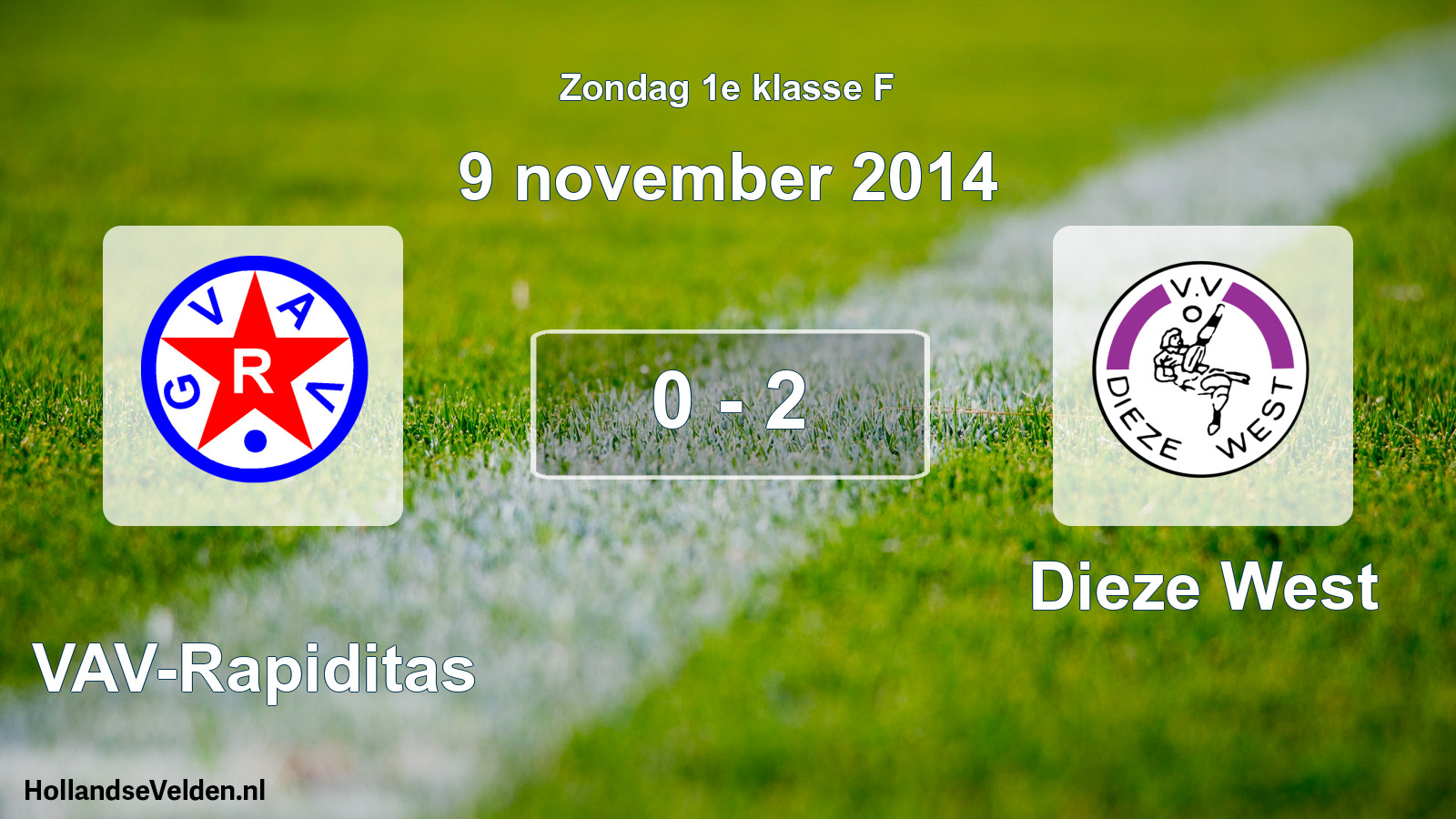 Total number of matches played: GVAV-Rapiditas - Dieze West 0 - 2 (9 November 2014)