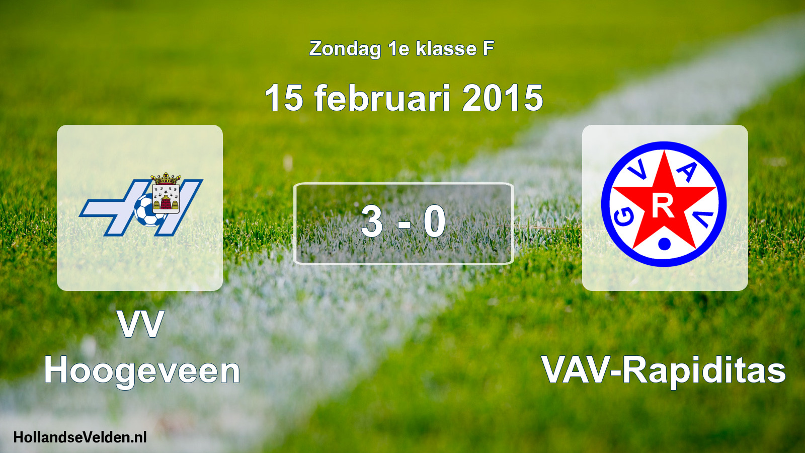 Total number of matches played: VV Hoogeveen - GVAV-Rapiditas 3 - 0 (15 February 2015)