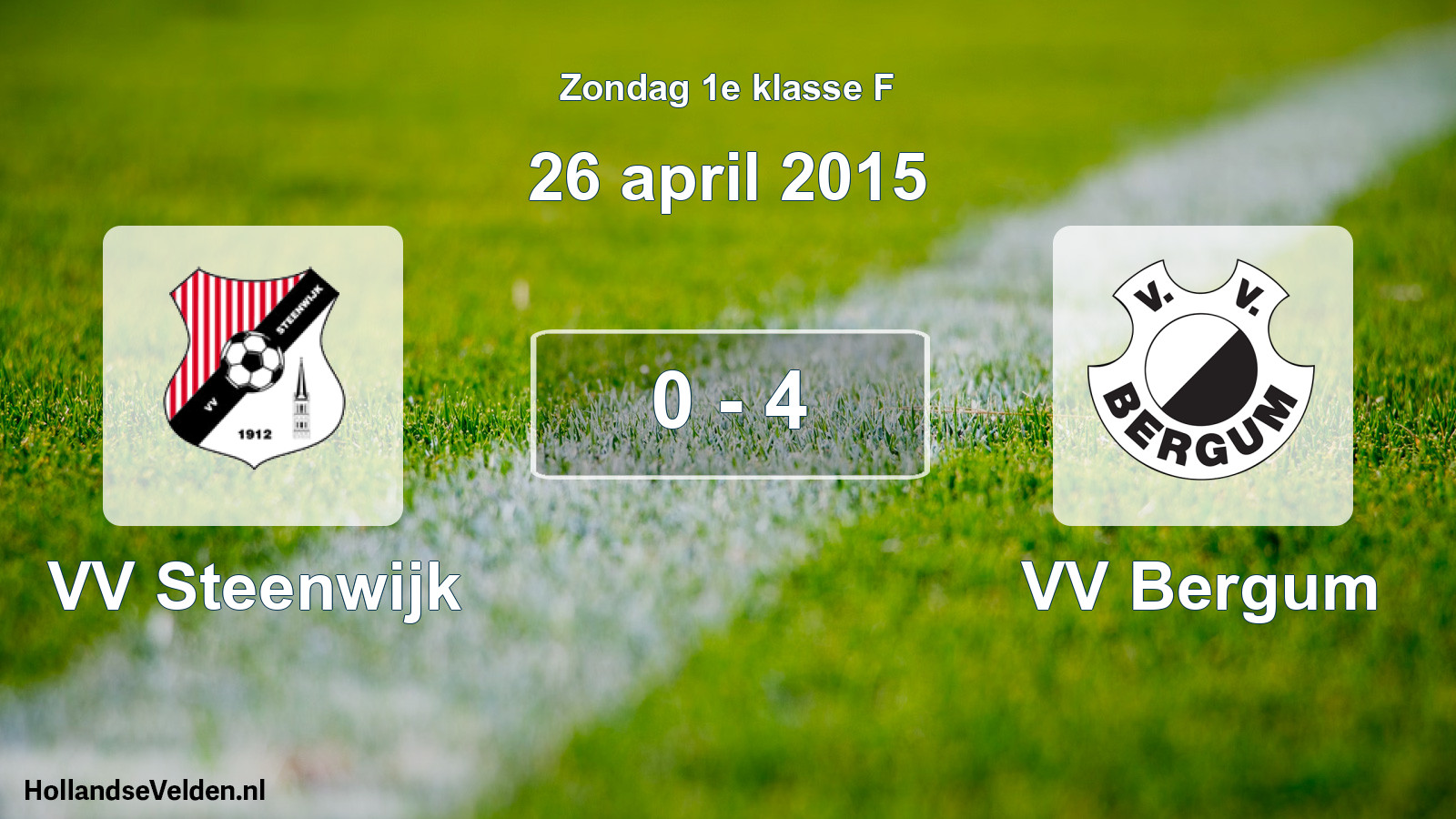 Total number of matches played: VV Steenwijk - VV Bergum 0 - 4 (26 April 2015)