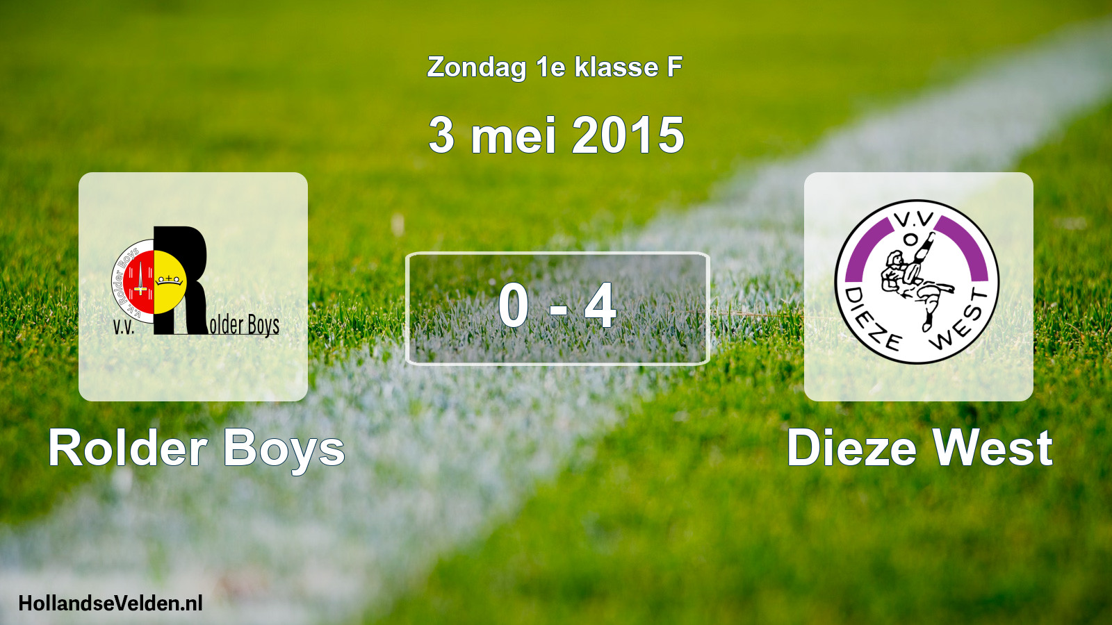 Total number of matches played: Rolder Boys - Dieze West 0 - 4 (3 May 2015)